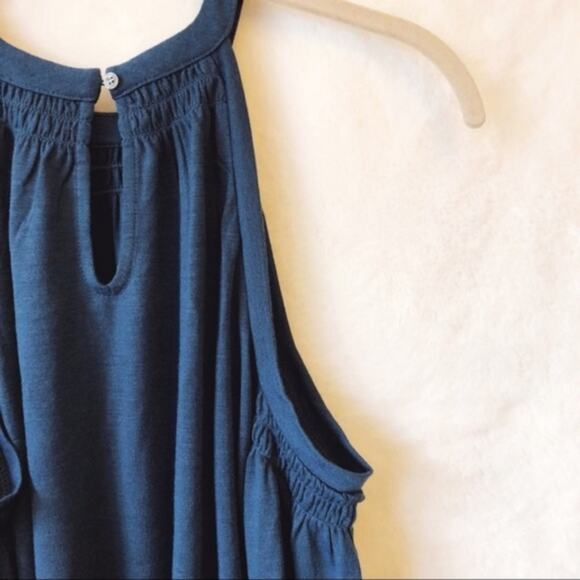 LOFT Blue Smocked Cold Shoulder Top - Picture 4 of 7